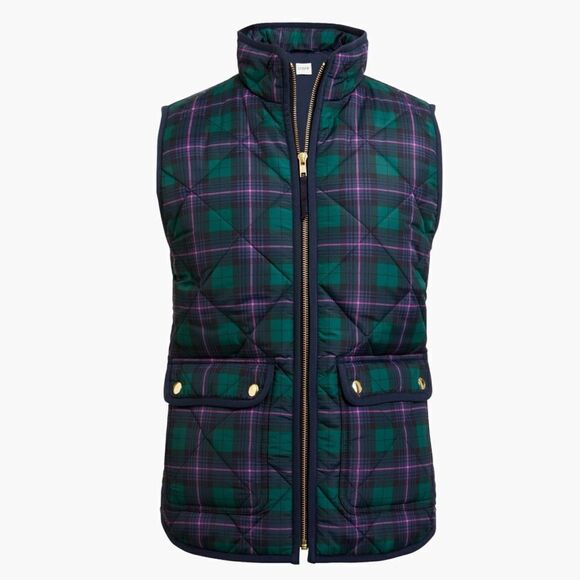 J Crew Factory Plaid Teddie Vest, Small. Puffer, minimalist - Picture 1 of 14